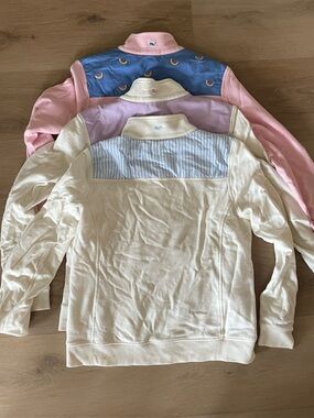 Vineyard Vines shep shirt bundle - medium - watermelon pink - blue pinstripe